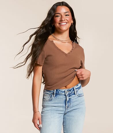 FITZ + EDDI Ribbed Henley front view