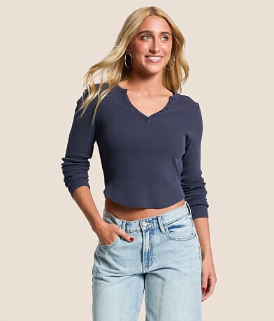 FITZ + EDDI Ribbed Henley front view