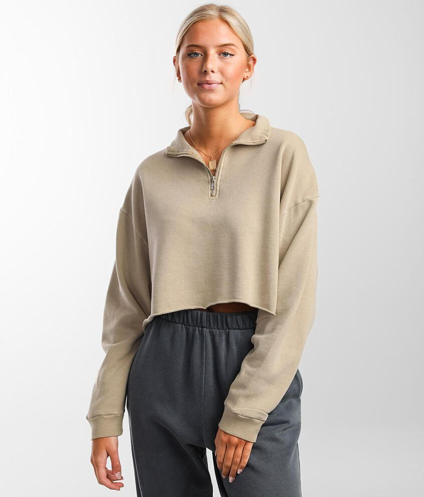 Quarter zip cropped store sweatshirt