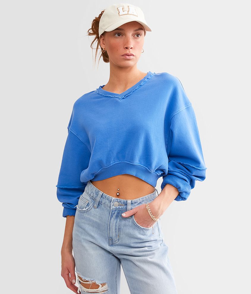 FITZ + EDDI Cropped Pullover - Women's Sweatshirts in Star Sapphire