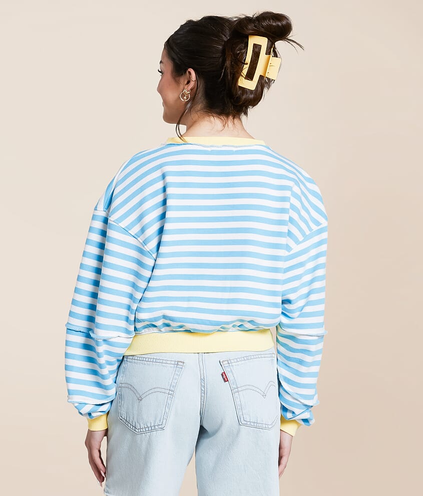 Striped Color Block Cropped Pullover - thumbnail 6