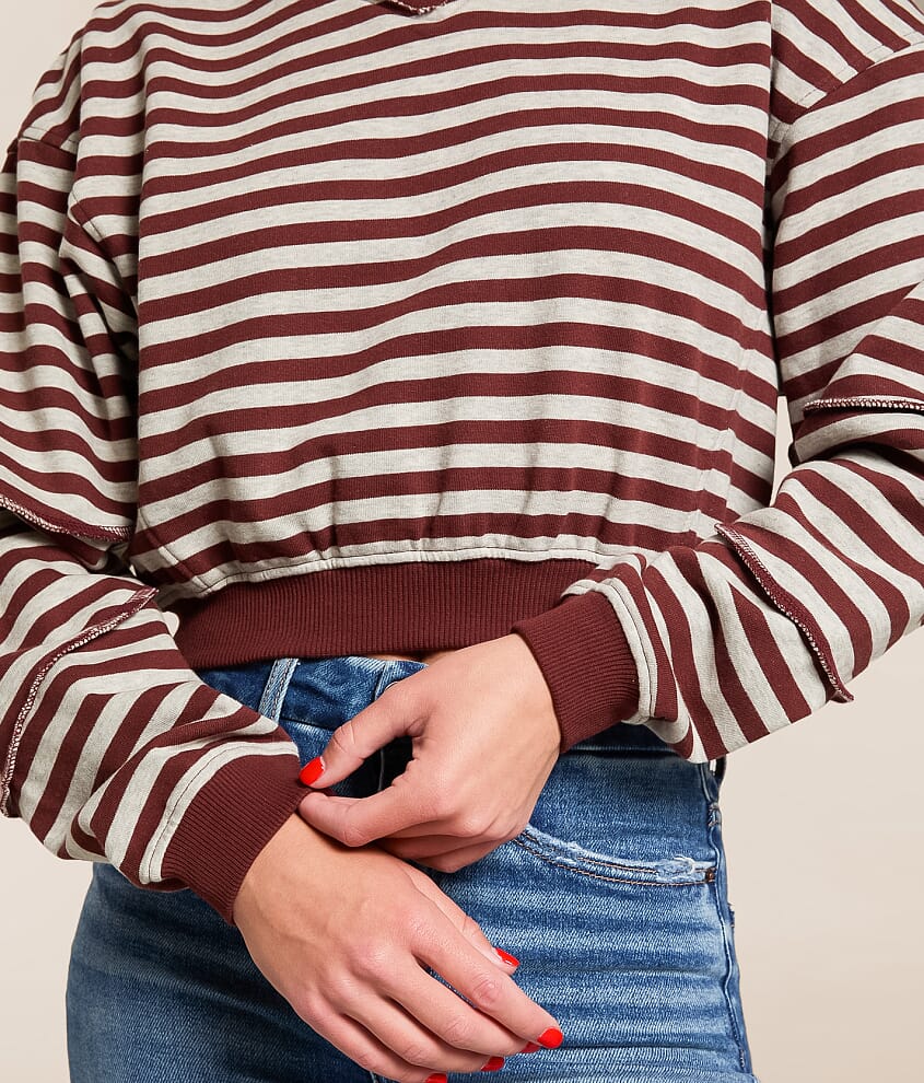 Striped Color Block Cropped Pullover