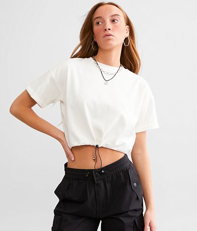 FITZ + EDDI Cinch Tie Hem T-Shirt front view
