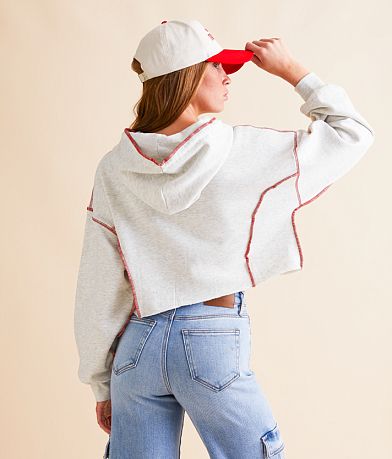 FITZ + EDDI Contrast Seam Cropped Hoodie back view