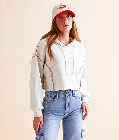 FITZ + EDDI Contrast Seam Cropped Hoodie full right side view