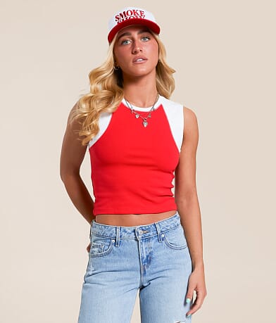 FITZ + EDDI Color Block Cropped Tank Top front view
