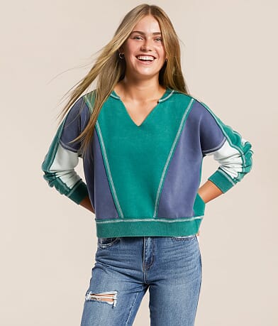 FITZ + EDDI Washed Color Block Pullover front view
