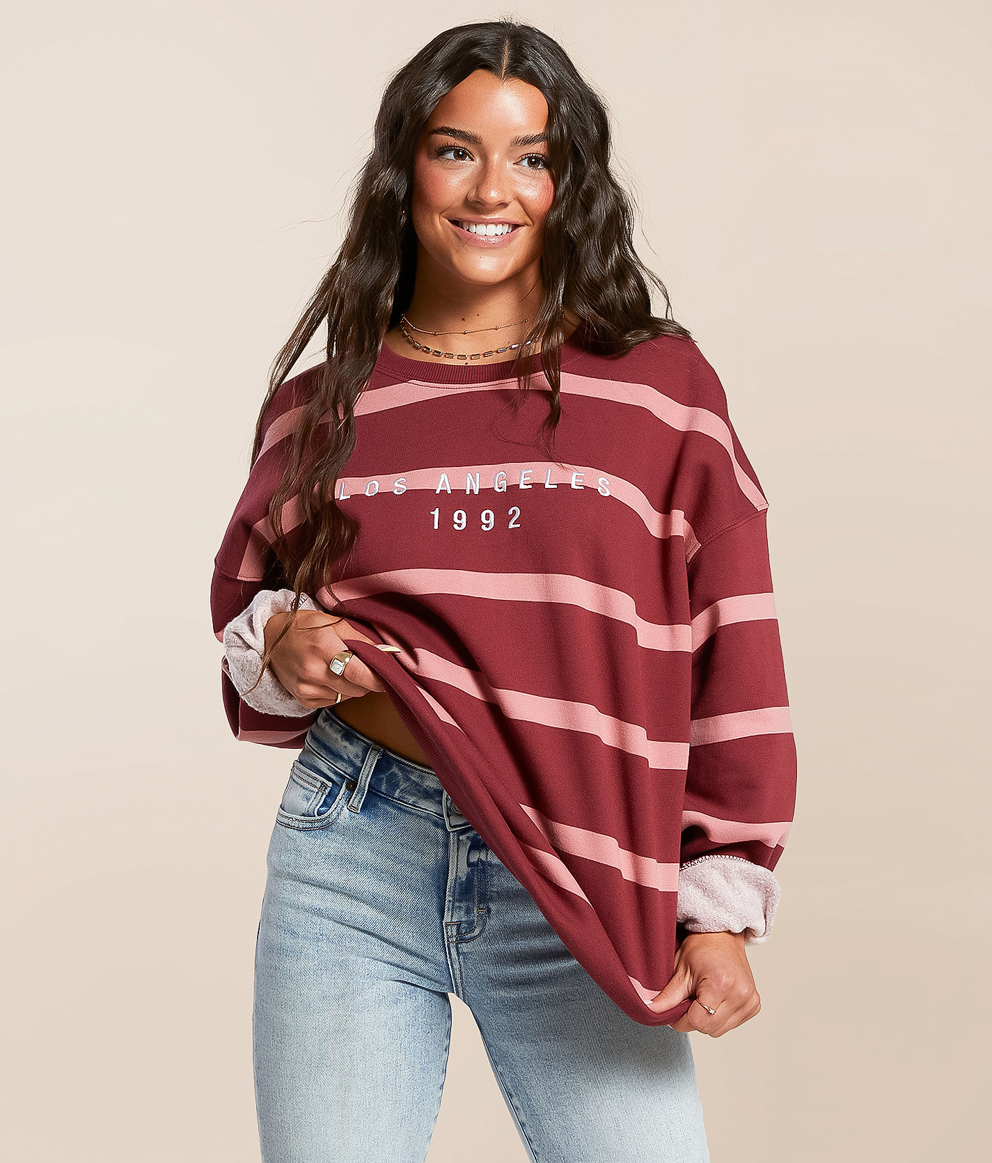 FITZ + EDDI Striped Los Angeles Oversized Pullover - Women's