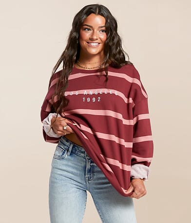FITZ + EDDI Striped Los Angeles Oversized Pullover front view