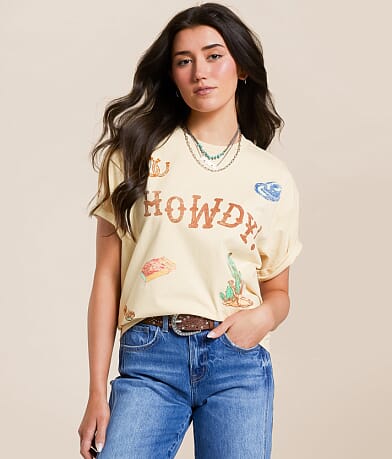 Modish Rebel Howdy Tattoo Patch T-Shirt front view