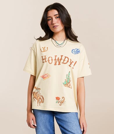 Modish Rebel Howdy Tattoo Patch T-Shirt full left side view
