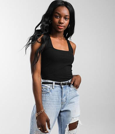 Gilded Intent Back Lace-Up Cropped Tank Top FULL_RIGHT_SIDE