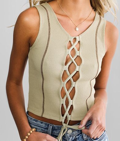 Gilded Intent Lace-Up Tank Top misc detail 1 view