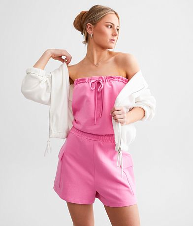 Willow & Root Strapless Cargo Romper front view