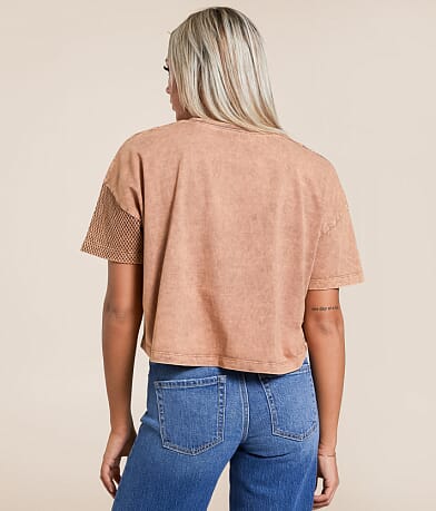Gilded Intent Checkered Boxy Cropped T-Shirt back view