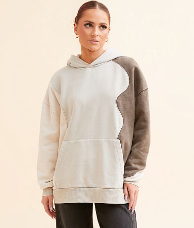 Gilded Intent Oversized Color Block Hooded Sweatshirt full left side view