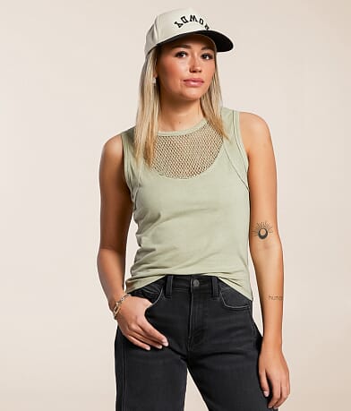 Gilded Intent Washed Mesh Tank Top front view