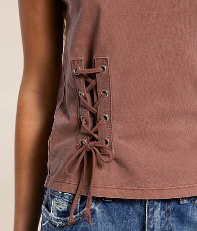 Gilded Intent Washed Lace-Up Top misc detail 1 view