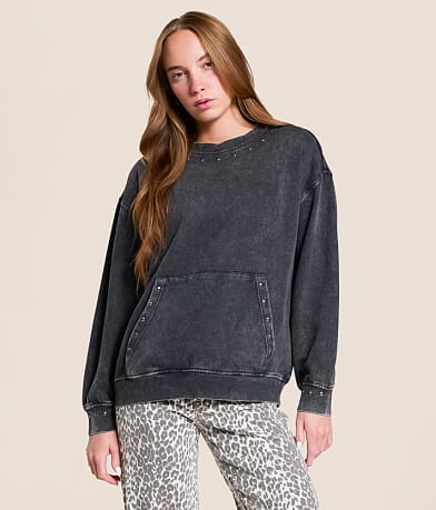 Gilded Intent Washed Knit Studded Pullover front view