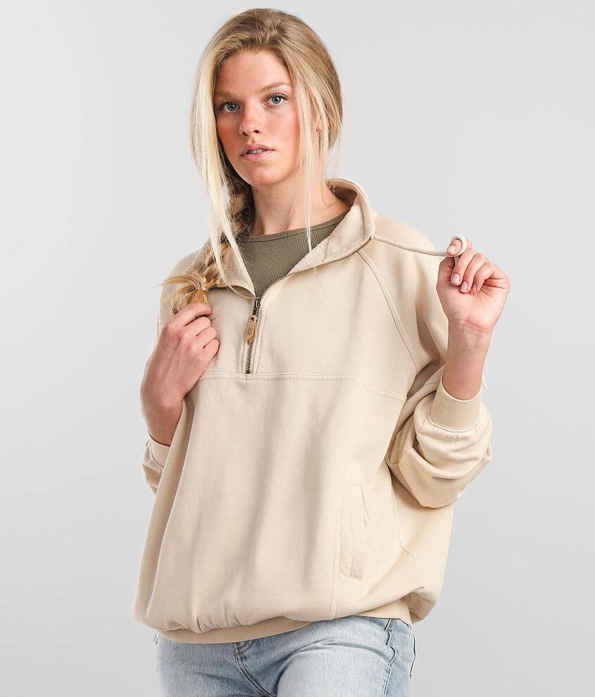 Three quarter zip pullover women's hot sale