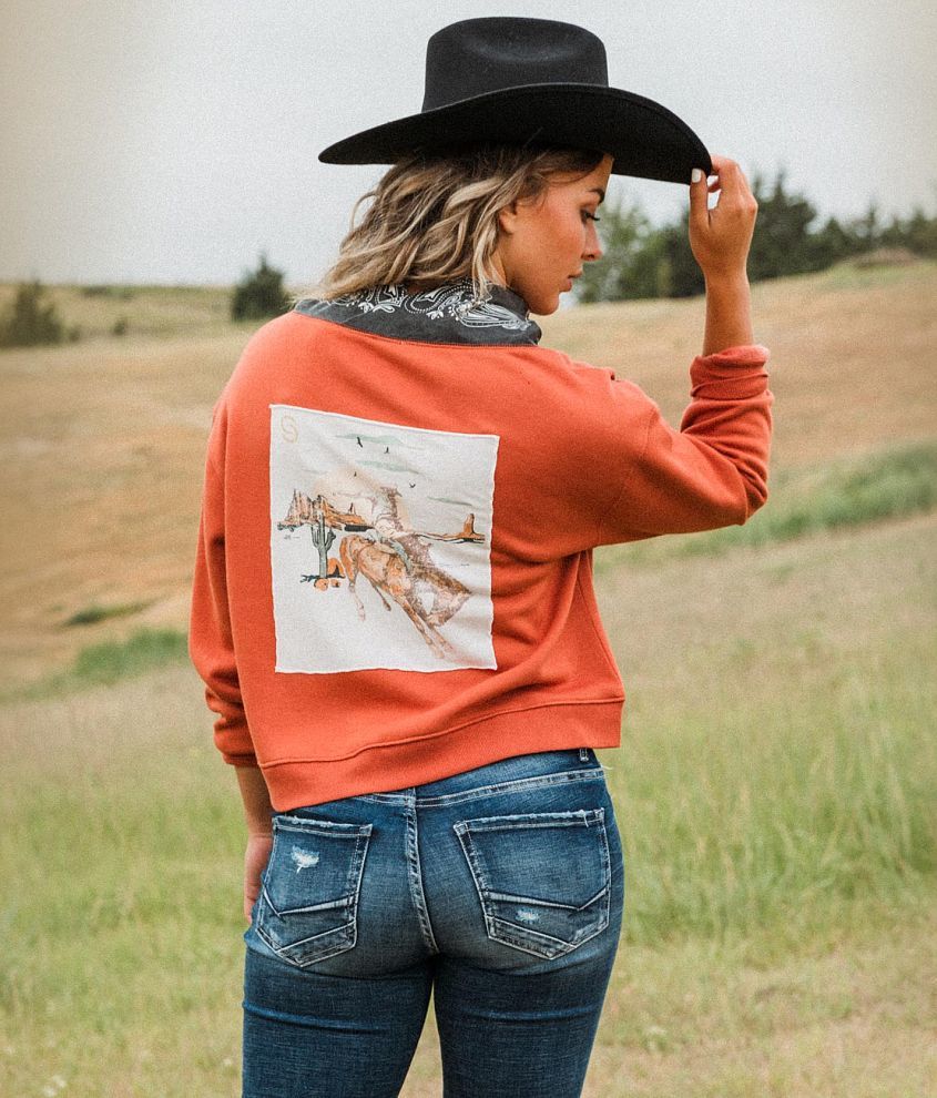 Sterling &#38; Stitch Western Patch Pullover front view