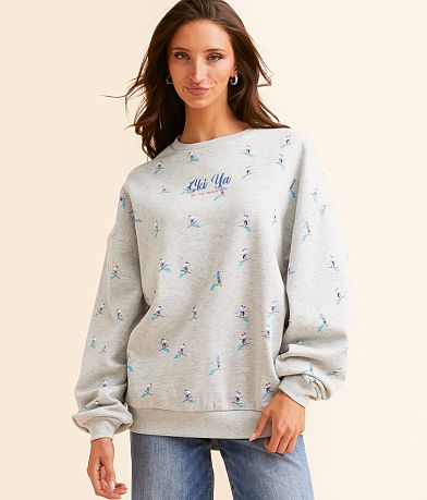 Modish Rebel Ski Ya On The Mountain Oversized Pullover front view