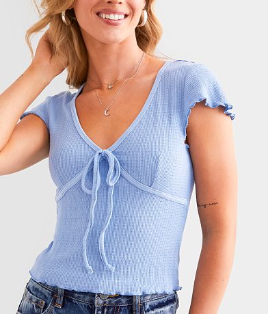 FITZ + EDDI Textured Faux Front Tie Top misc detail 1 view
