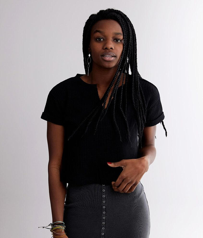 Image of Gilded Intent Cropped Waffle Knit Top