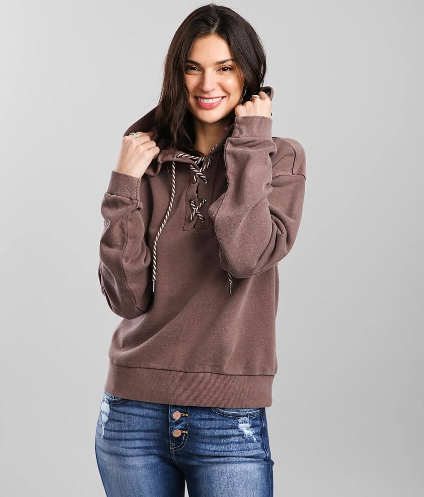 BKE Lace-Up Hooded Sweatshirt front view