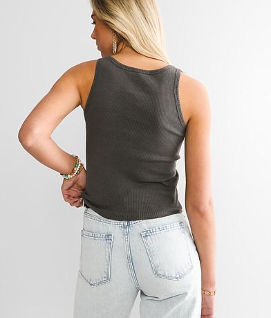 Gilded Intent Crochet Henley Tank Top BACK