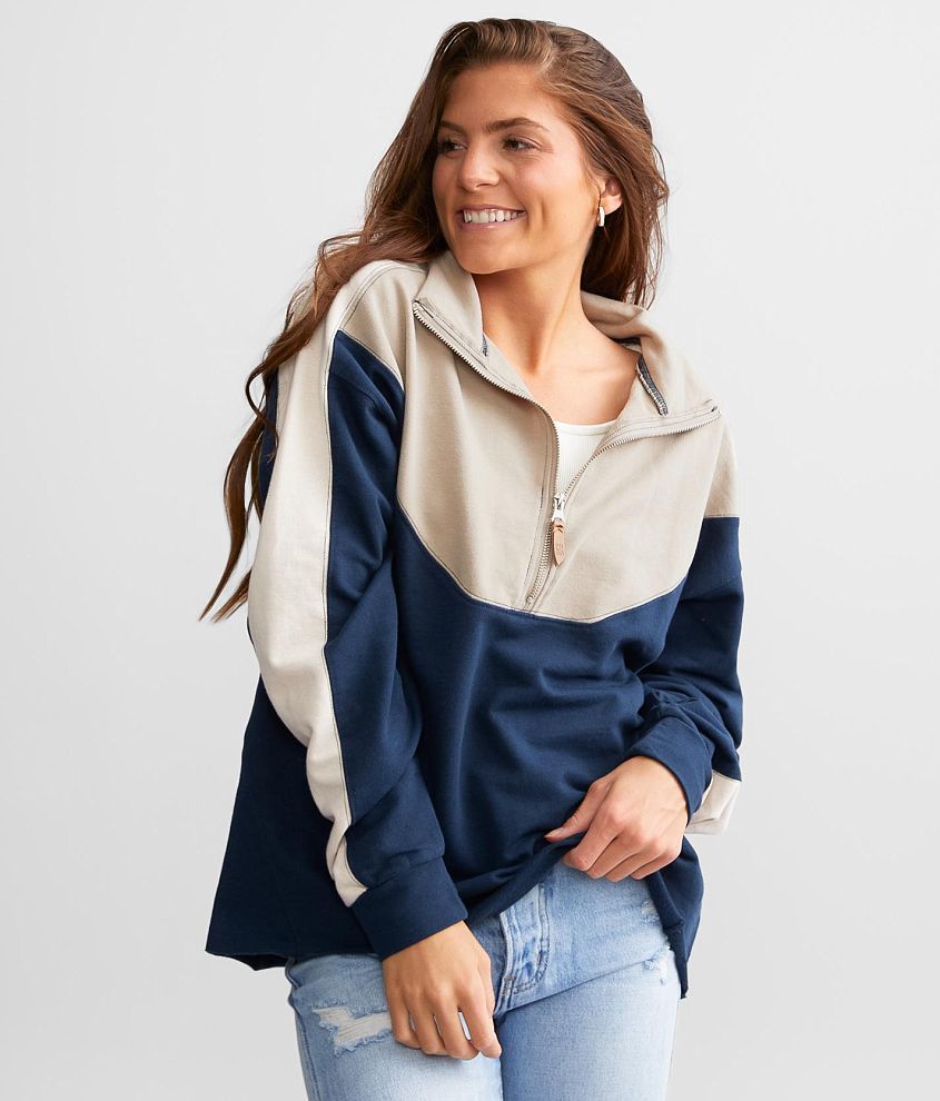 Tan half zip online pullover