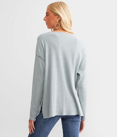 BKE Raw Edge Henley BACK