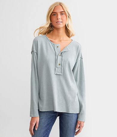 BKE Raw Edge Henley FULL_RIGHT_SIDE