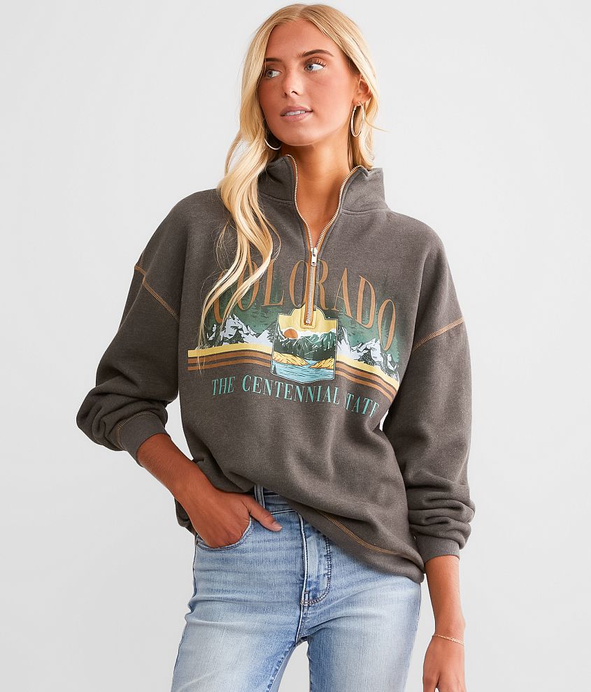 Women's quarter zip outlet pullover sweatshirt