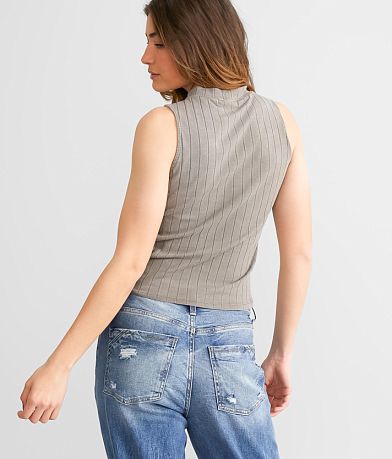 Gilded Intent Wide Ribbed Mock Neck Tank Top BACK