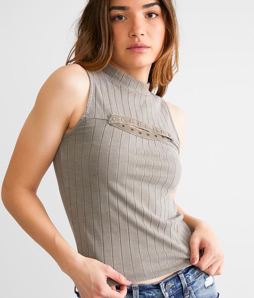 Gilded Intent Wide Ribbed Mock Neck Tank Top front view