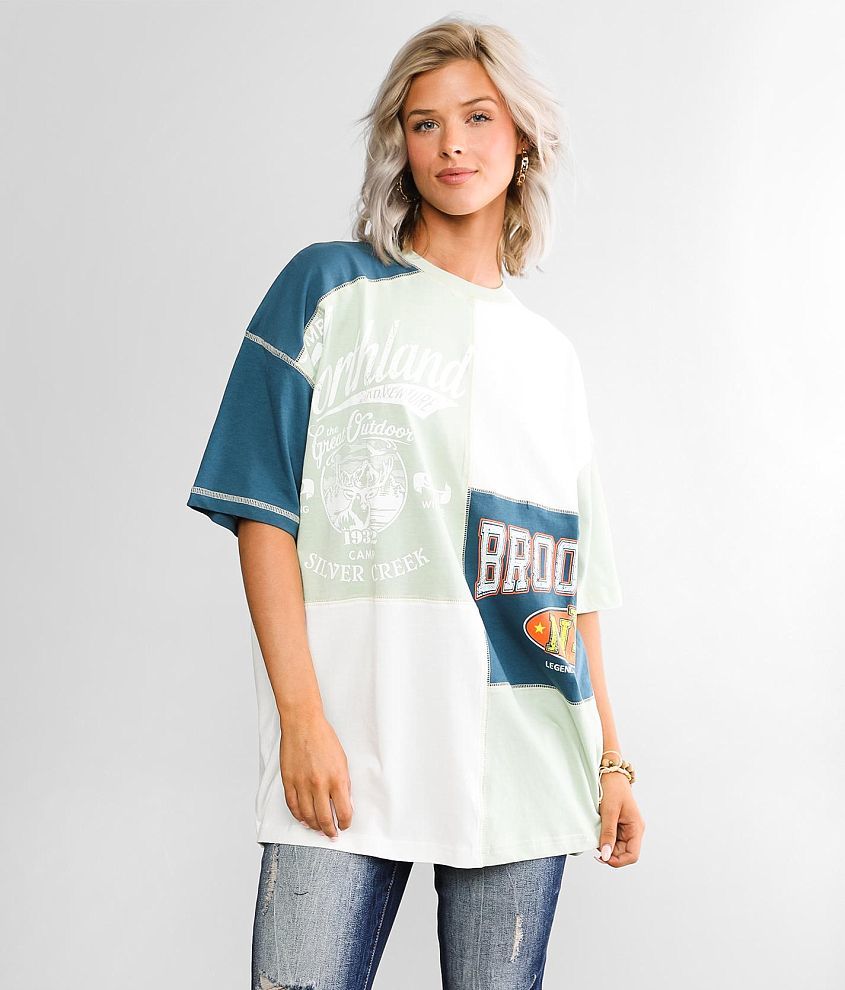 Modish Rebel Pieced Color Block T-Shirt front view