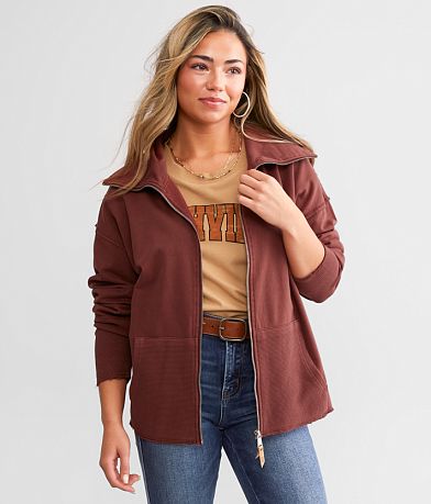 BKE Pieced Shawl Neck Cardigan front view