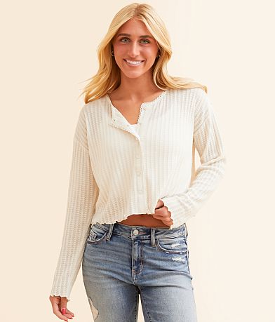 FITZ + EDDI Pointelle Cropped Top front view