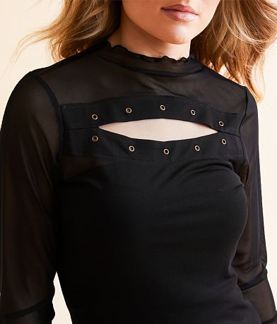 Gilded Intent Cut-Out Mesh Top misc detail 1 view