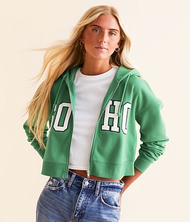 FITZ + EDDI SOHO Zip Front Cropped Hoodie front view