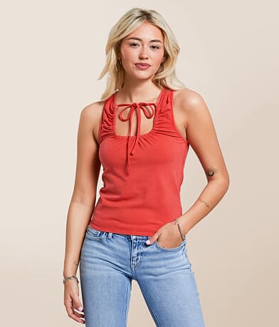 Gilded Intent Washed Cut-Out Tank Top front view