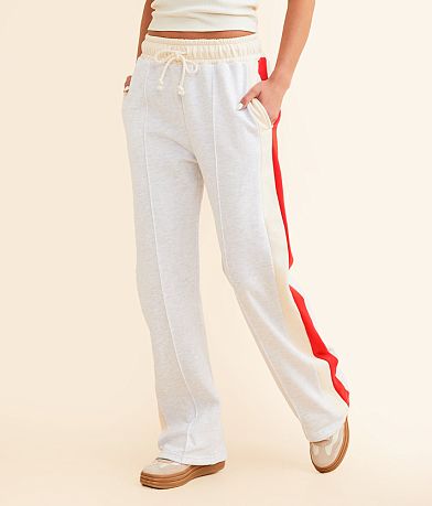 FITZ + EDDI Striped Wide Leg Sweatpant front view