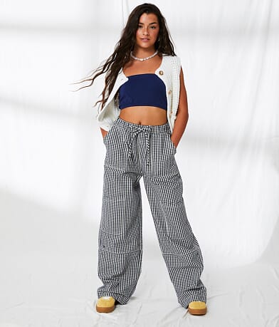 33 Coastal Gingham Wide Leg Utility Pant front view