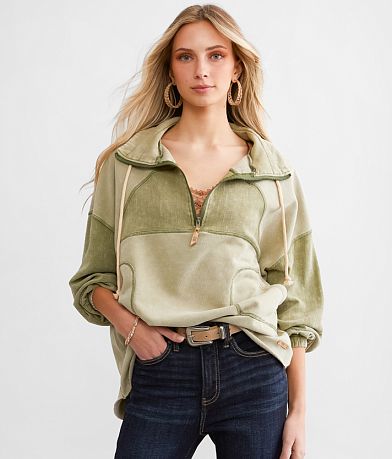 BKE Washed Quarter Zip Pullover front view
