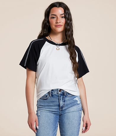 FITZ + EDDI Raglan Sleeve T-Shirt front view