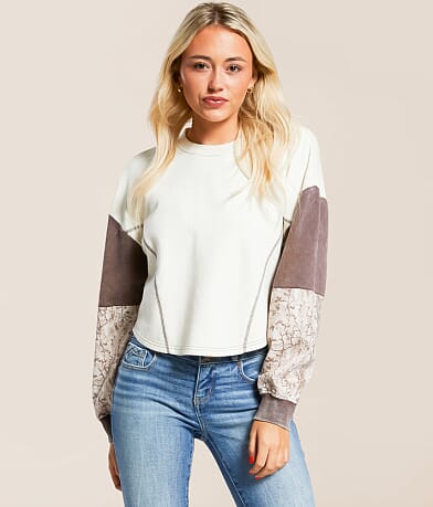 Gilded Intent Pieced Camo Boxy Pullover front view