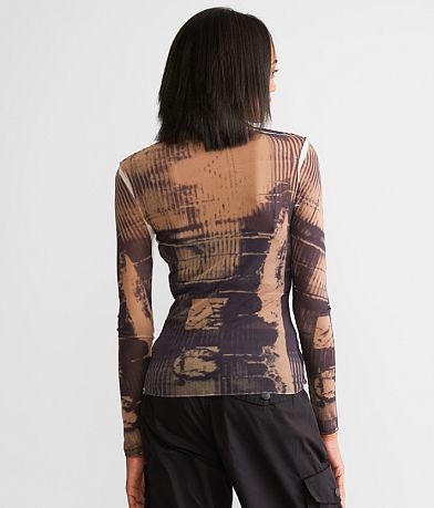 Gilded Intent Exposed Seam Sheer Mesh Top BACK