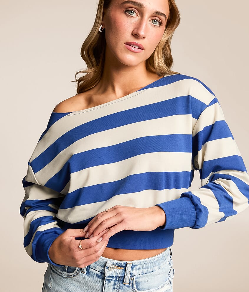 Striped Off The Shoulder Top - thumbnail 4