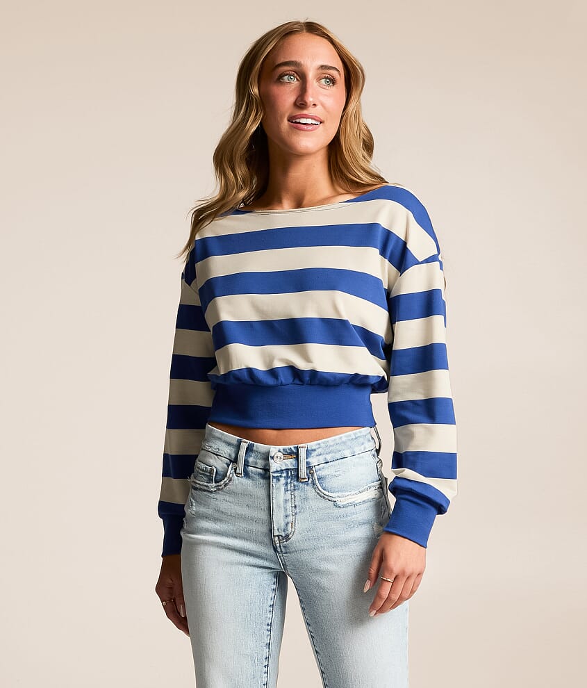 Striped Off The Shoulder Top - thumbnail 2